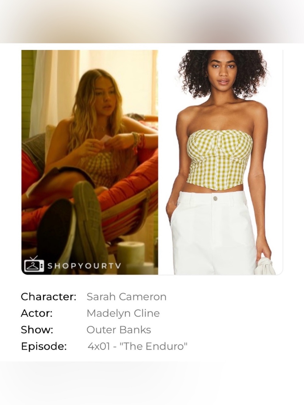 ASO Sarah Cameron Outer Banks Free People Gingham Top